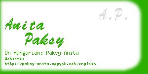 anita paksy business card